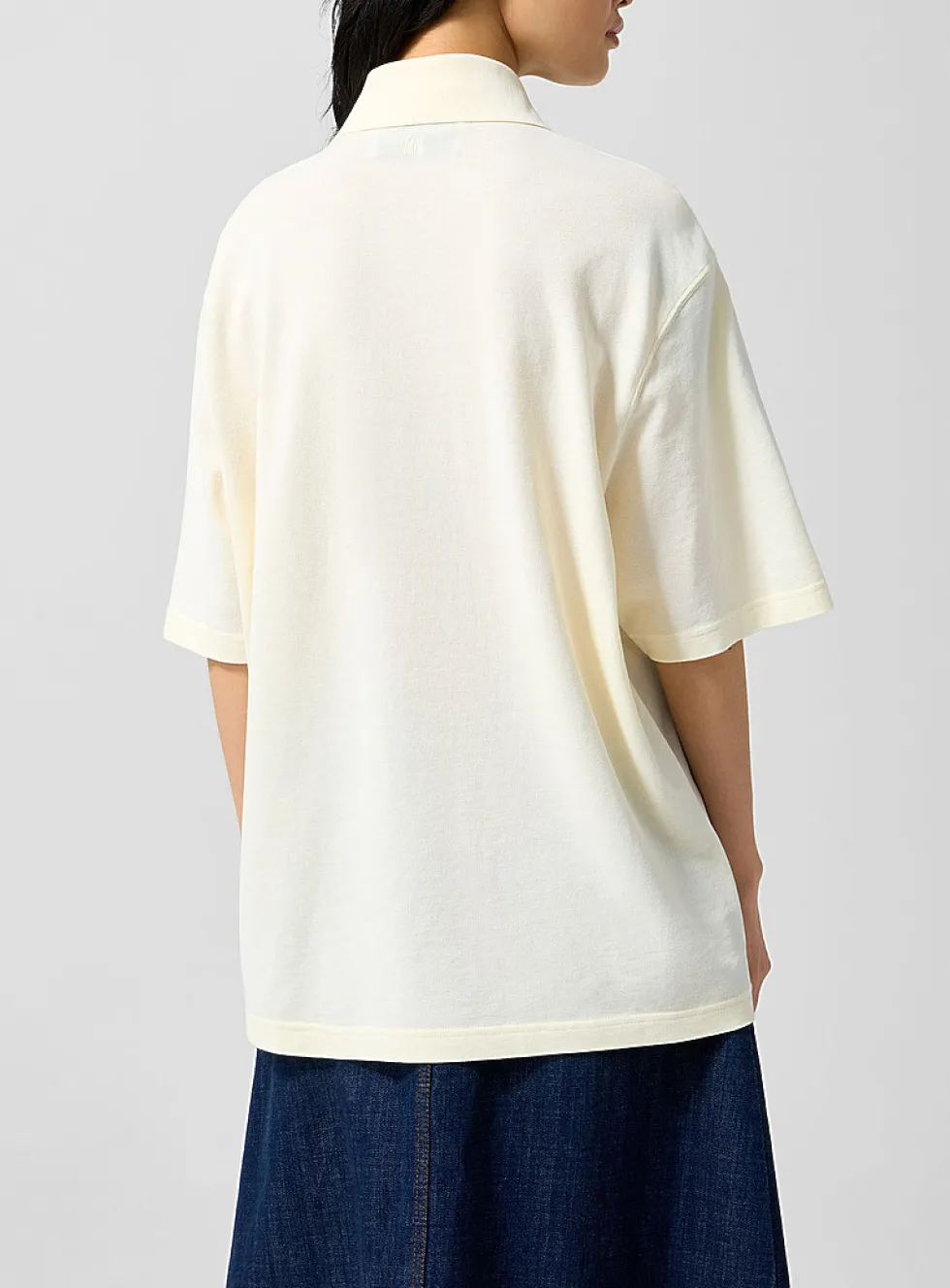 Textured logo loose polo shirt