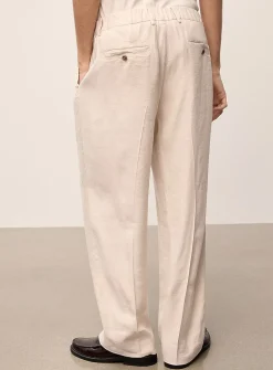 Textured pleated linen pant