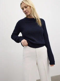 Textured reprocessed cotton sweater