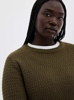 Textured reprocessed cotton sweater
