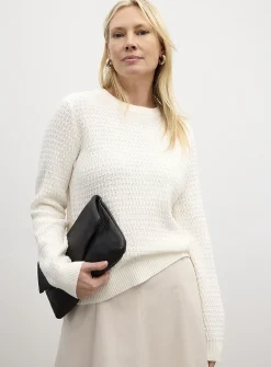 Textured reprocessed cotton sweater