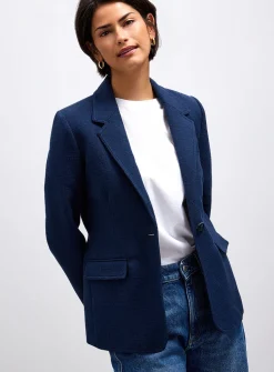 Textured single-button blazer