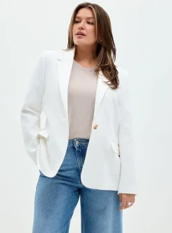 Textured single-button blazer