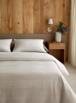 Textured striped duvet cover set