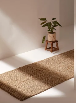 Textured stripes jute hallway runner