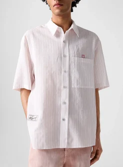 Textured stripes loose shirt