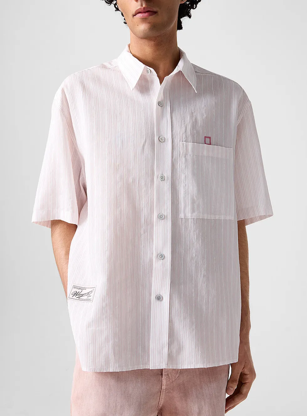 Textured stripes loose shirt
