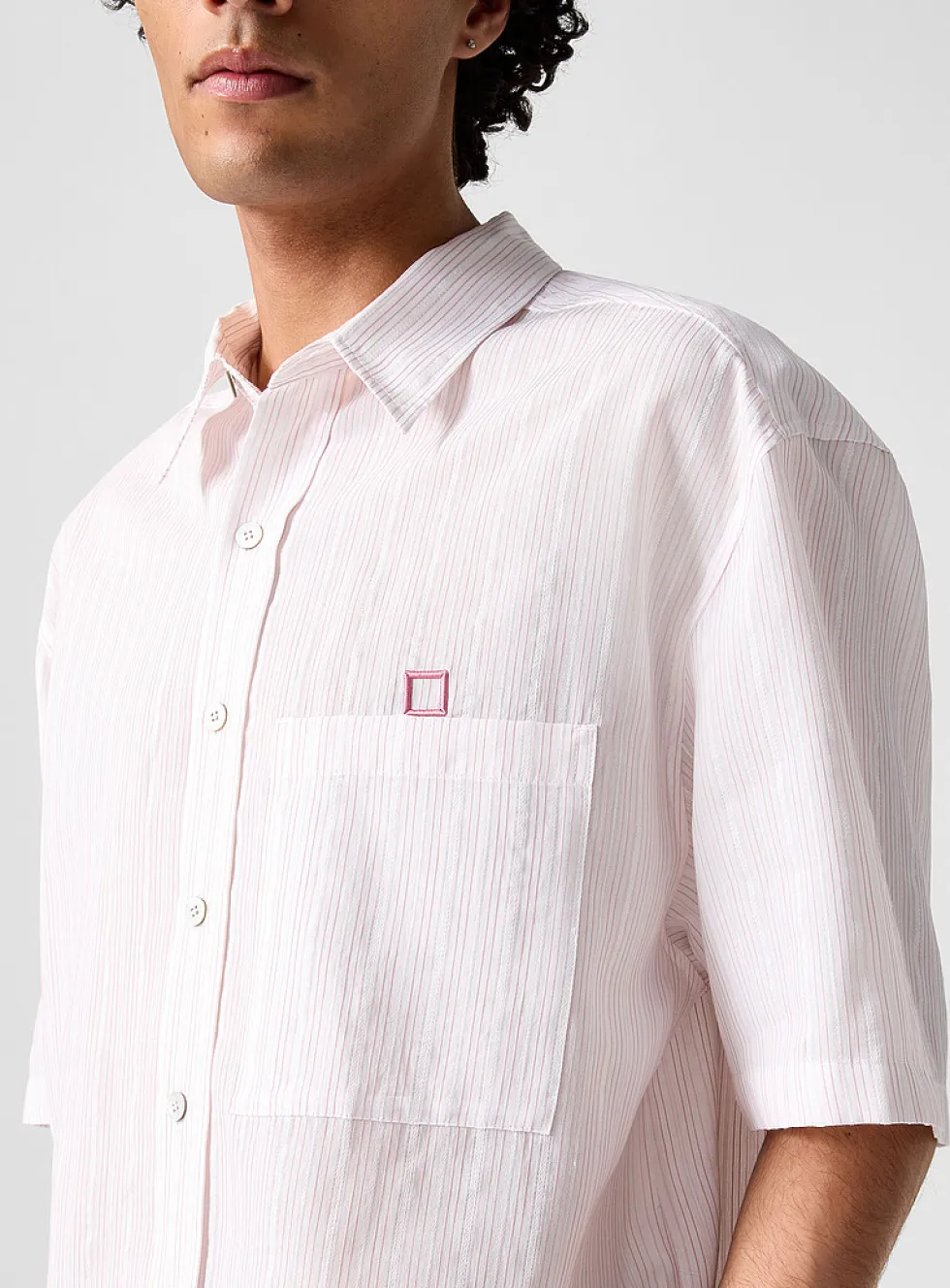 Textured stripes loose shirt