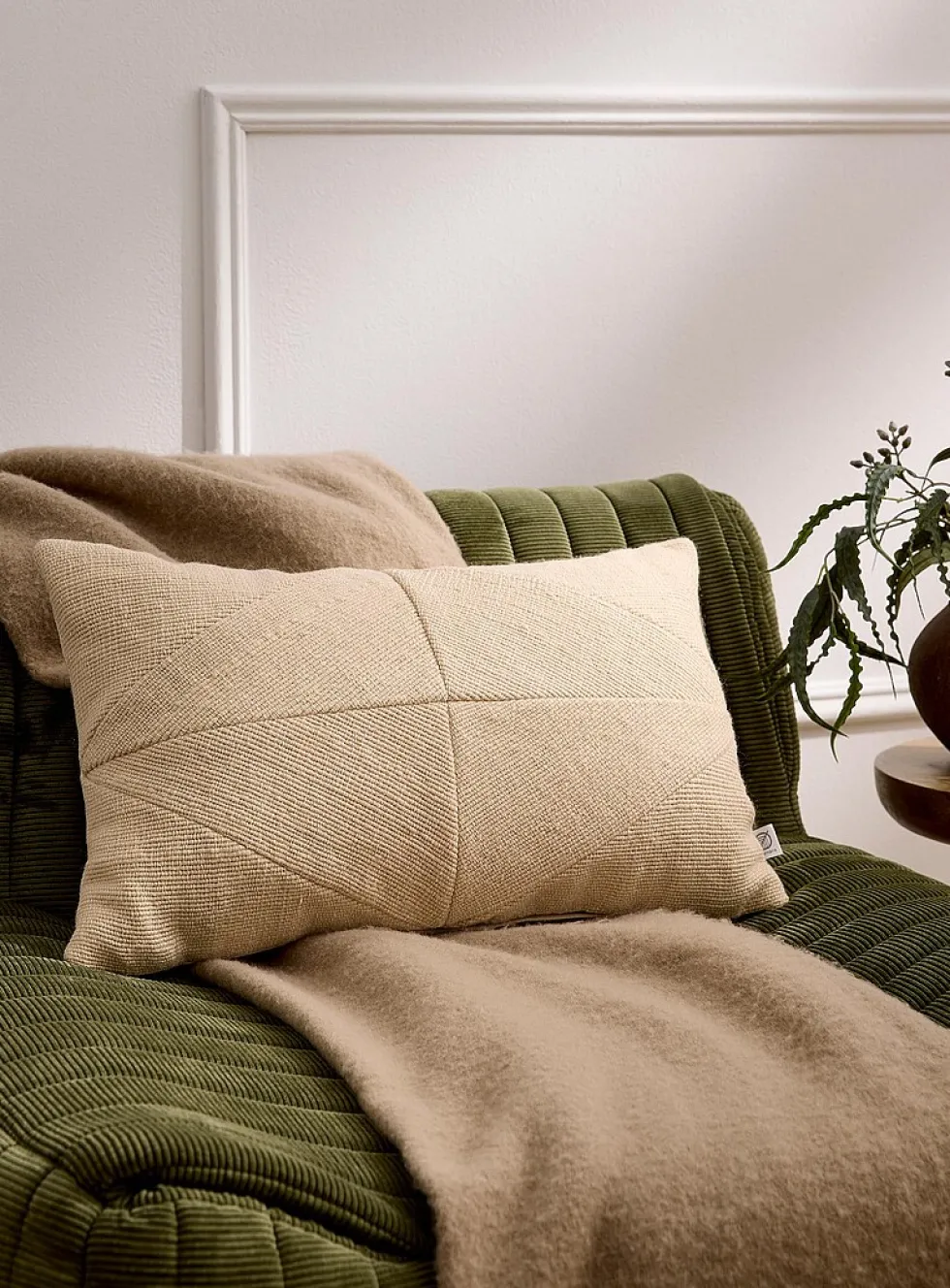 Textured stripes wool and linen removable cover cushion