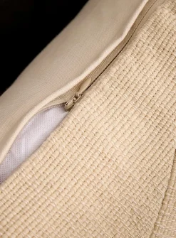 Textured stripes wool and linen removable cover cushion