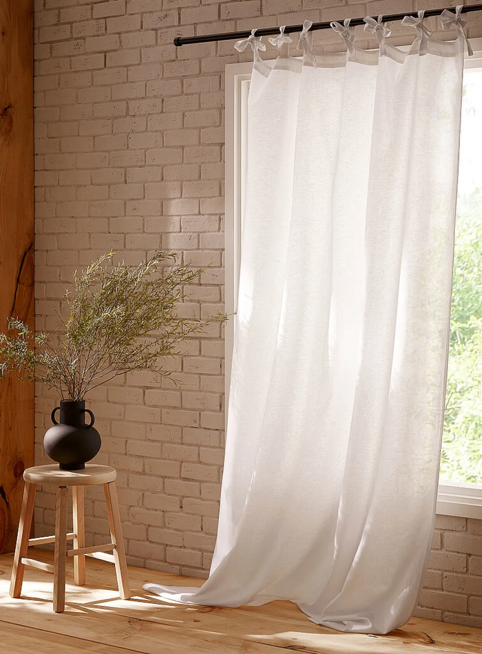 Textured tie-top curtain