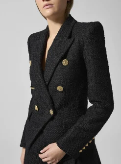 Textured tweed double-breasted blazer