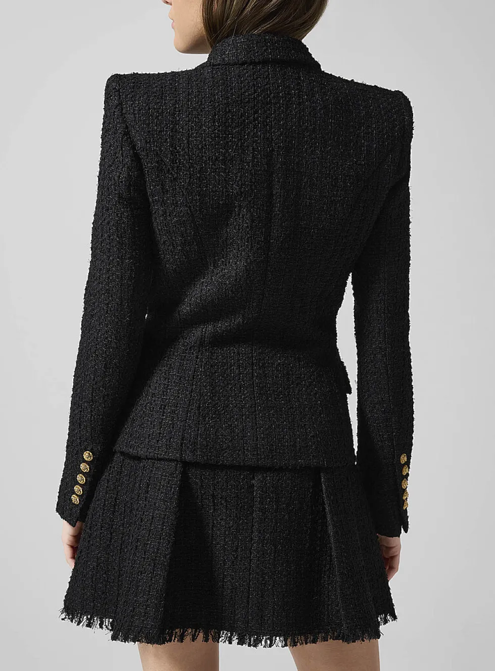 Textured tweed double-breasted blazer