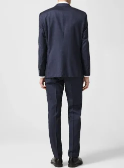 Textured virgin wool and silk fitted suit