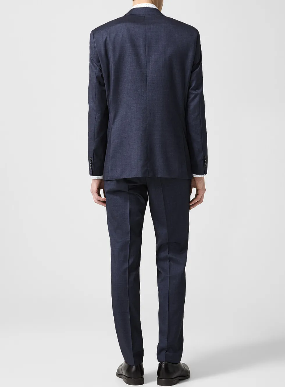 Textured virgin wool and silk fitted suit