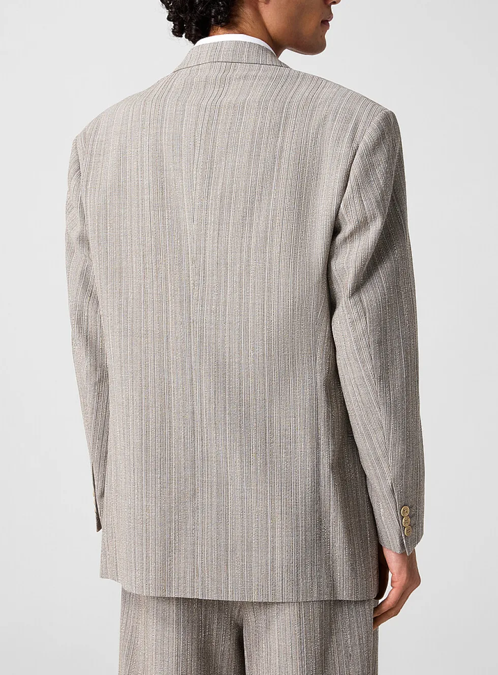 Textured virgin wool double-breasted blazer