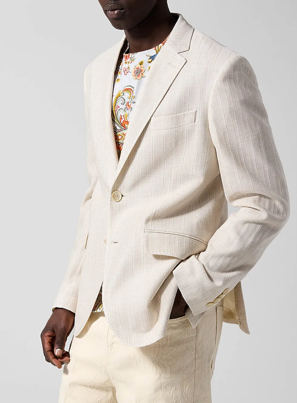 Textured weave striped jacket