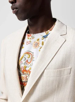 Textured weave striped jacket