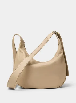 Textured-leather half-moon crossbody bag