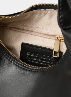 Textured-leather half-moon crossbody bag