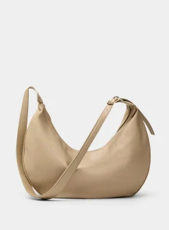 Textured-leather rounded hobo bag