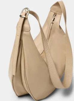 Textured-leather rounded hobo bag