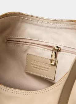 Textured-leather rounded hobo bag