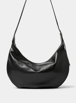 Textured-leather rounded hobo bag