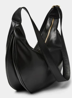 Textured-leather rounded hobo bag