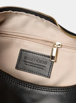 Textured-leather rounded hobo bag