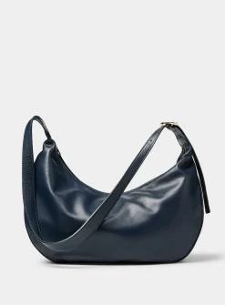 Textured-leather rounded hobo bag