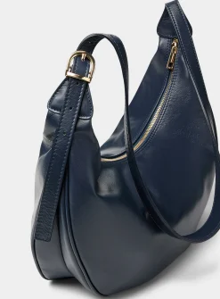 Textured-leather rounded hobo bag