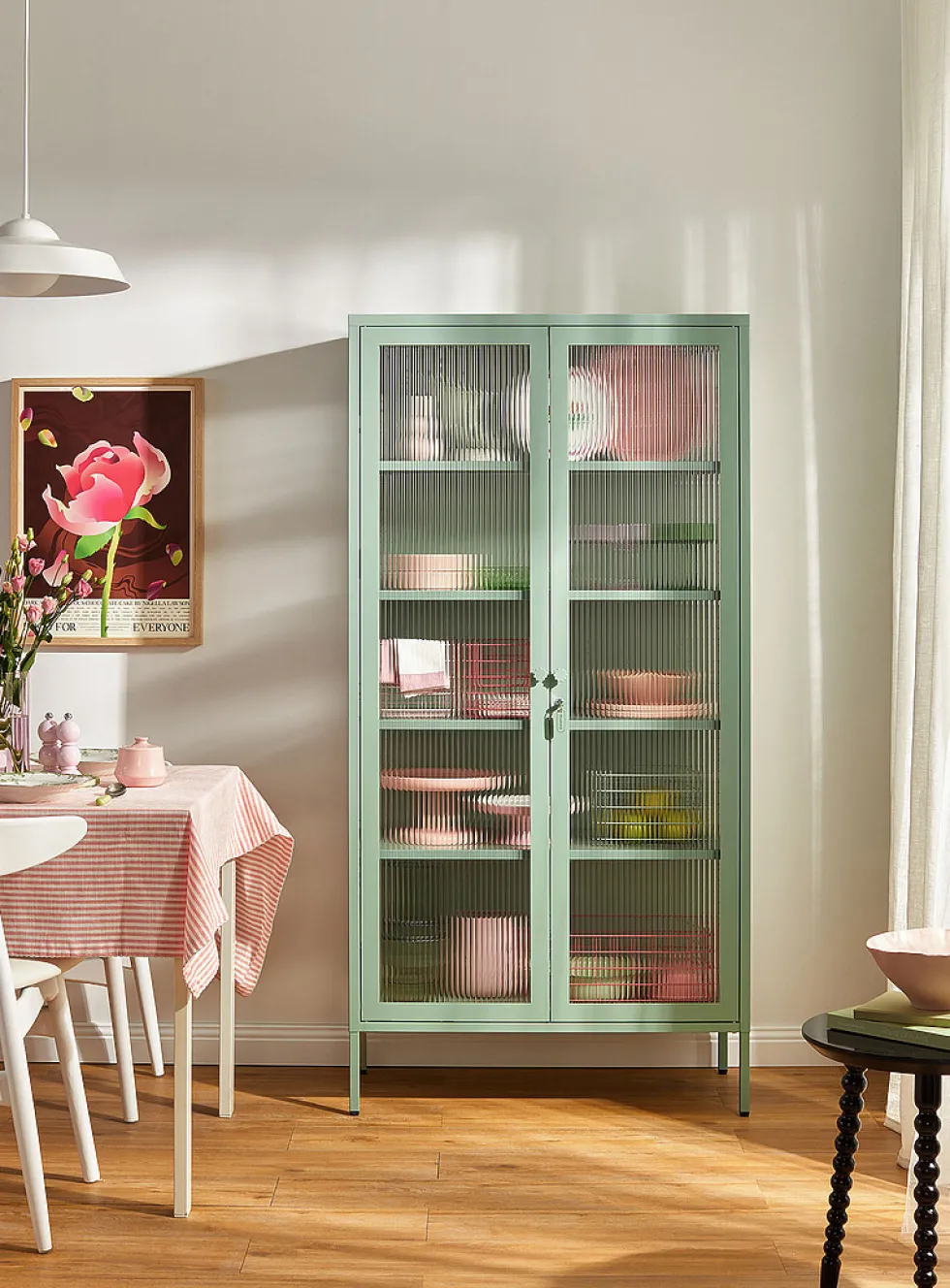 The Collector glass door standing metallic cabinet