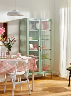 The Collector glass door standing metallic cabinet