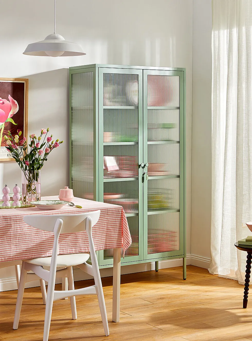The Collector glass door standing metallic cabinet