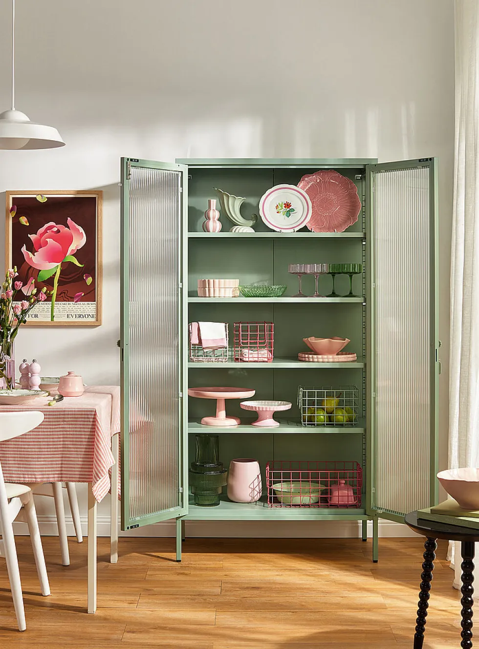 The Collector glass door standing metallic cabinet