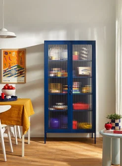 The Collector glass door standing metallic cabinet