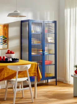 The Collector glass door standing metallic cabinet