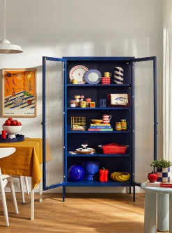 The Collector glass door standing metallic cabinet