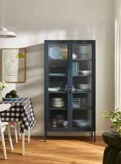 The Collector glass door standing metallic cabinet