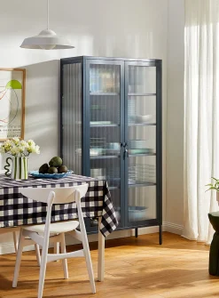 The Collector glass door standing metallic cabinet