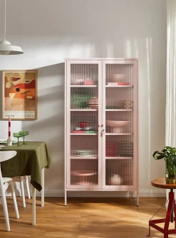 The Collector glass door standing metallic cabinet