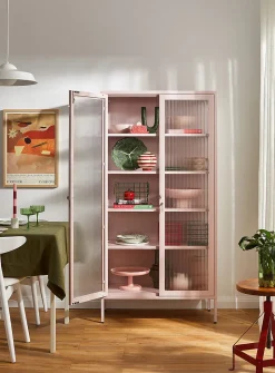 The Collector glass door standing metallic cabinet
