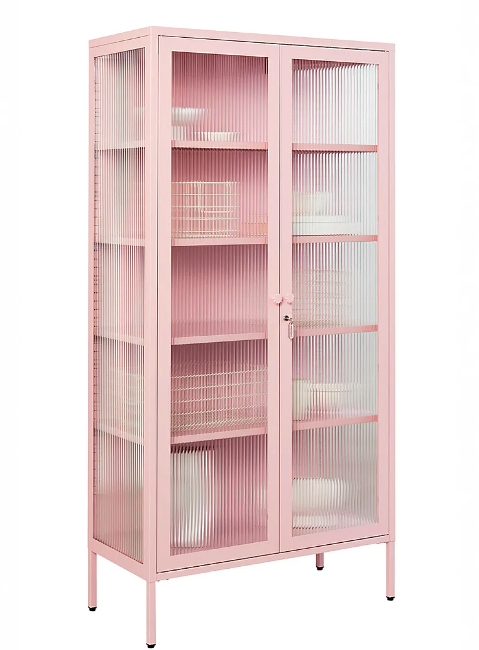 The Collector glass door standing metallic cabinet