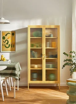 The Collector glass door standing metallic cabinet