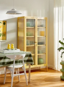 The Collector glass door standing metallic cabinet