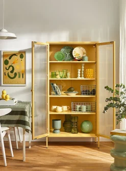 The Collector glass door standing metallic cabinet