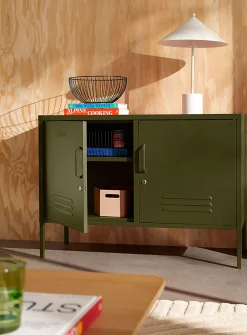 The Lowdown metallic storage cabinet