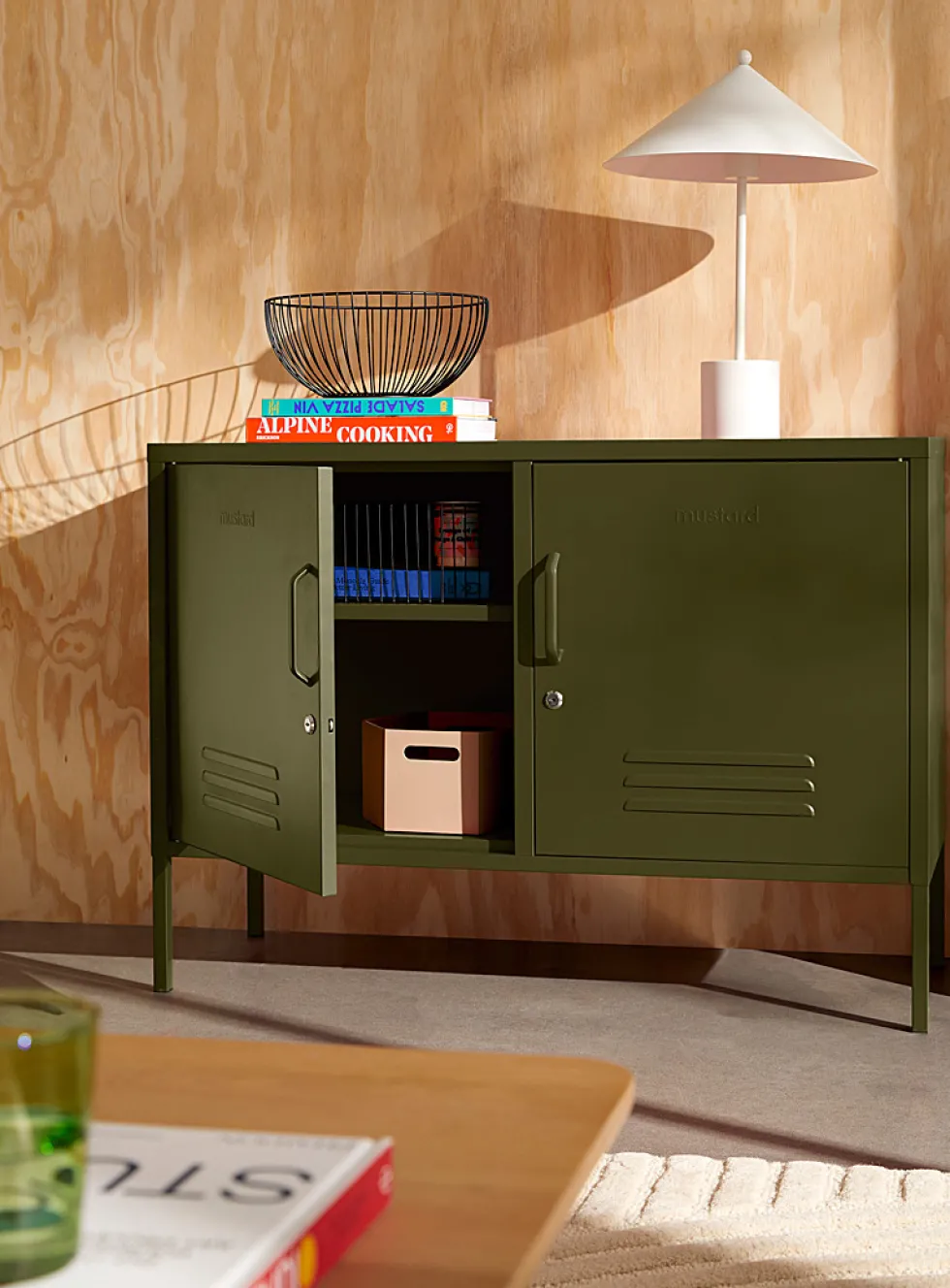 The Lowdown metallic storage cabinet