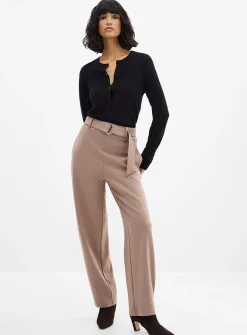 Thick jersey belted barrel pant